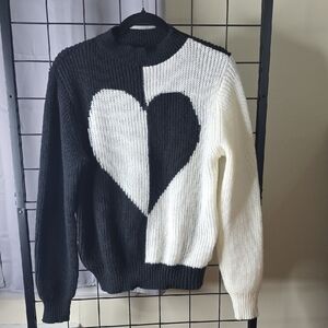 Black and White Heart Sweater